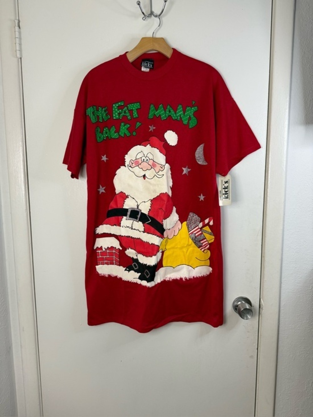 Kicks NWT, vintage, The fat man’s back single stitch Christmas Santa T-shirt O/S